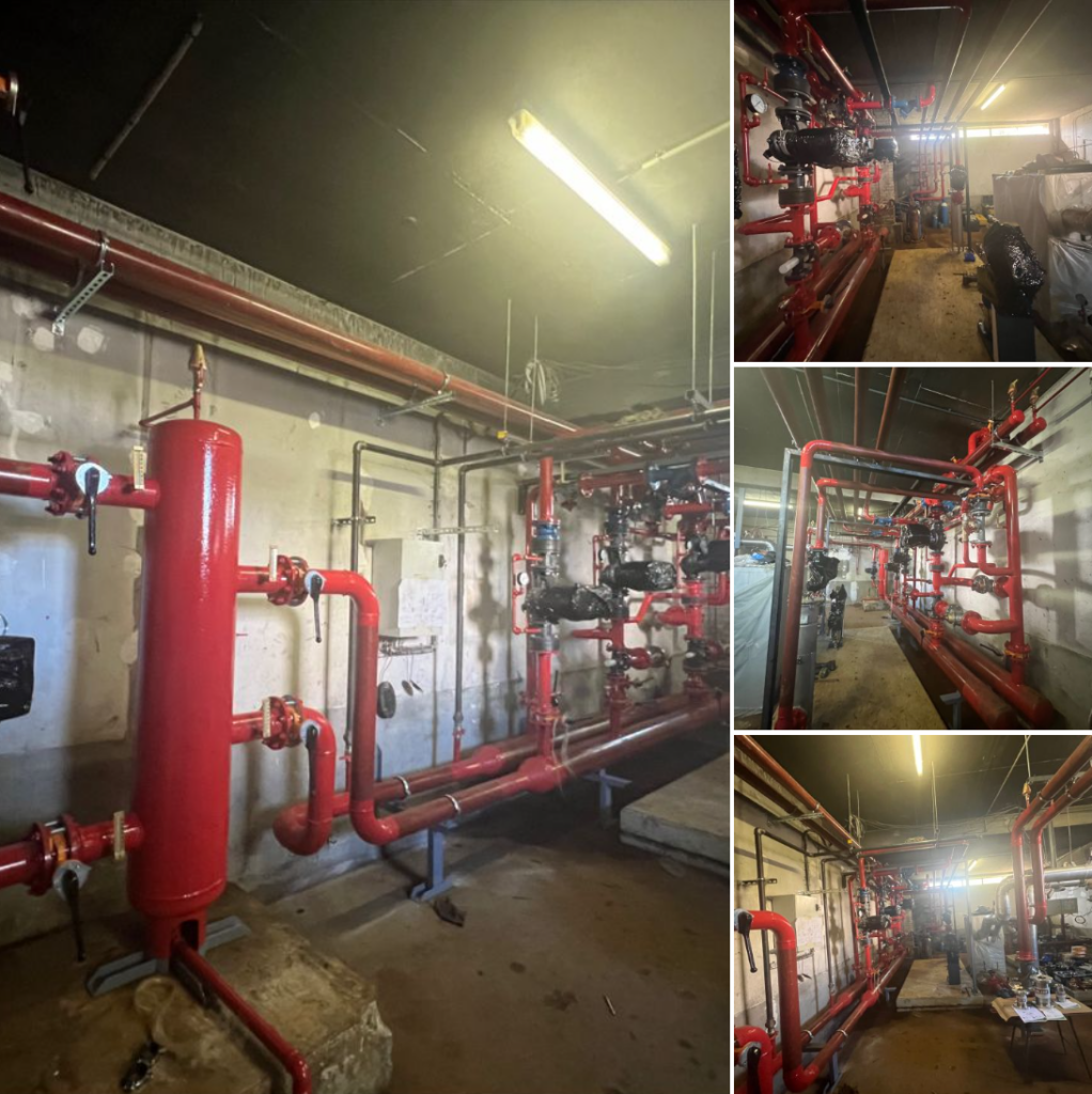 Chaufferie renovee avec réseaux rouges